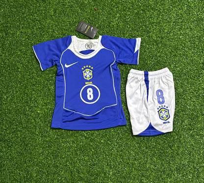 Kaká Leite Brazil 2004 Blue Retro Football Jersey Kit