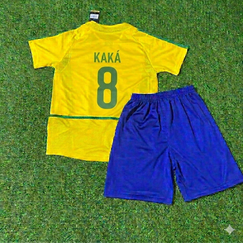 Kaká Leite 8- Brazil Retro Kids Football Jersey