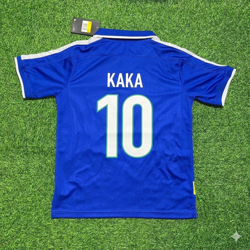 Kaka Leite Brazil Blue Retro Football Jersey
