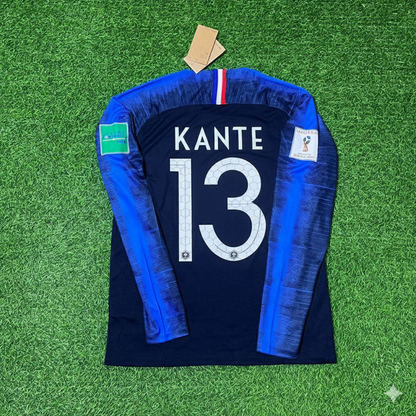 N'Golo Kante France 2018 World Cup Final Long Sleeve Retro Football Jersey Kit