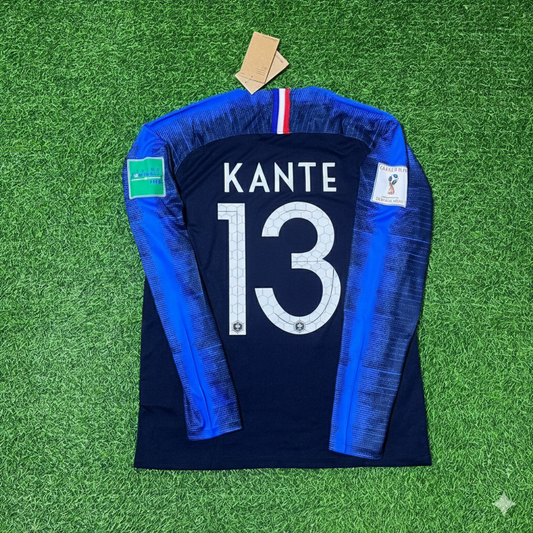 N'Golo Kante France 2018 World Cup Final Long Sleeve Retro Football Jersey Kit