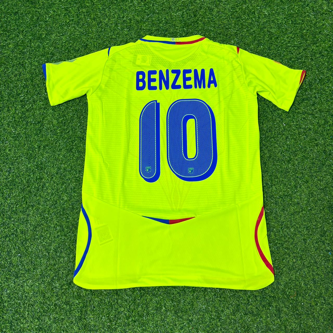 Karim Benzema Olympique Lyon 2008-2009 Yellow Green Football Jersey