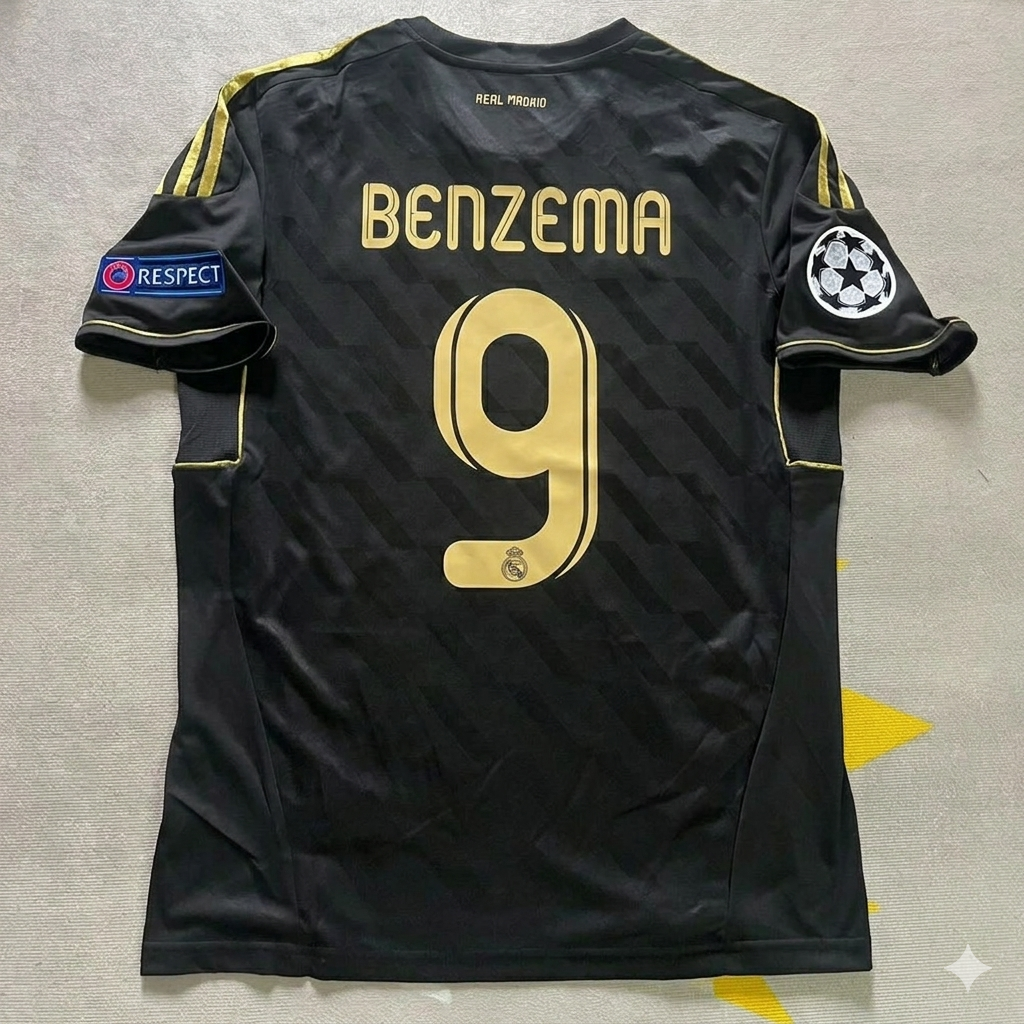 Karim Benzema 9-  Real  Madrid 2011-2012  Champions League Retro Jersey Soccer Shirt