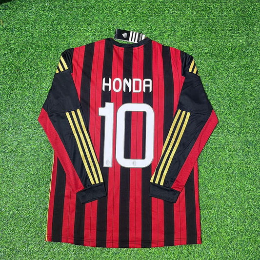 Keisuke Honda AC Milan 2013/14 Long Sleeve Home Retro Football Jersey Kit