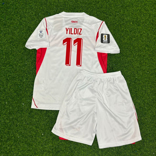 Kenan Yıldız #11 Turkey Türkiye 2026 World Cup Away White KIDS Football Jersey
