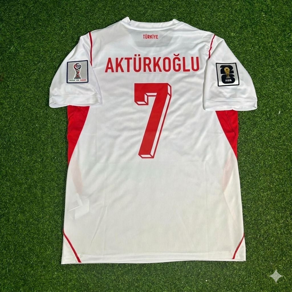 Kerem Aktürkoğlu #7 Turkey Türkiye- World Cup 2026 -Away White - Jersey Trikot - Maillot Maglia
