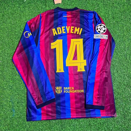 Karim Adeyemi #14 Barcelona 2027 New Season Champions League Patch Home Long Sleeve Jersey Trikot Maillot Soccer Shirt
