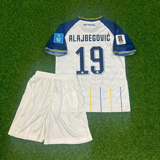 Kerim Alajbegović Bosnia and Herzegovina 2026 World Cup White Kids Kit Football Jersey
