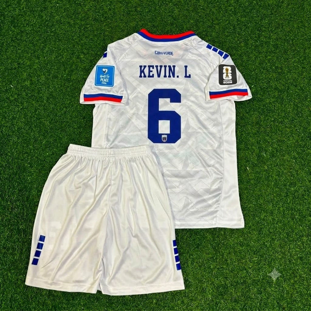 Kevin Pina Cape Verde 2026 World Cup Children White Football Jersey
