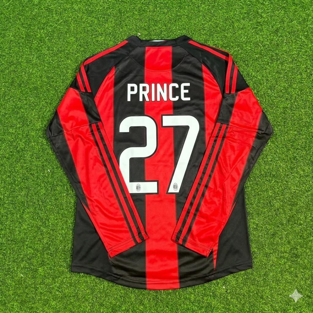 Kevin-Prince Boateng AC Milan 2010-2011 Home Log Sleeve Retro Football Jersey
