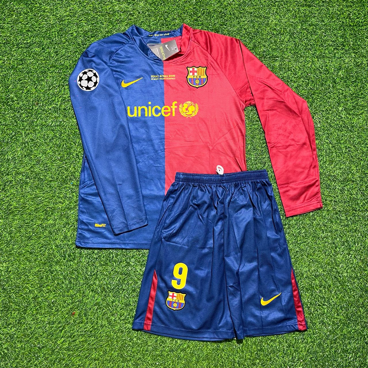 Samuel Eto'o #9 Barcelona 2009 Champions League Final Kids Retro Jersey