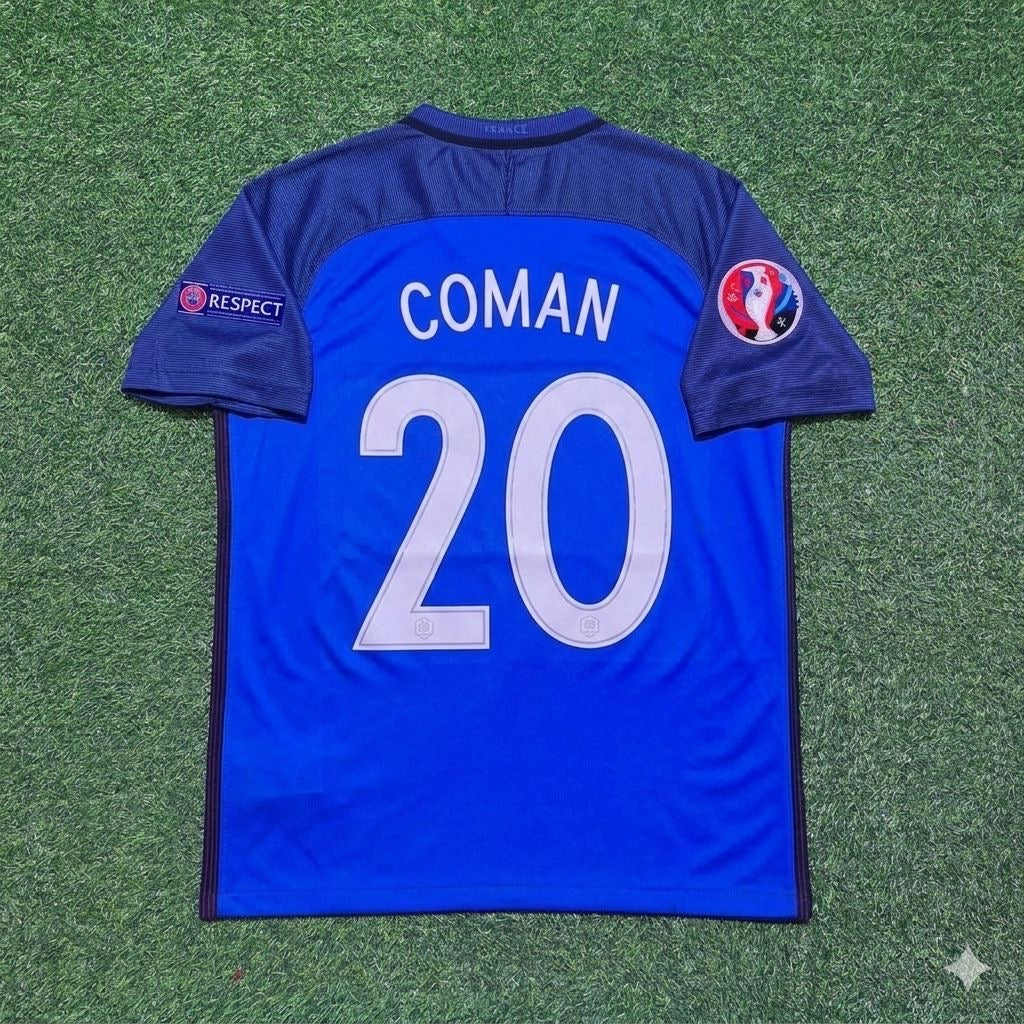 Kingsley Coman #20 France Euro 2016 Home Retro Football Jersey