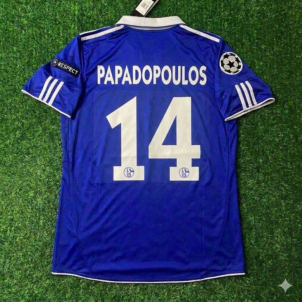 Avraam Papadopulos 14- Schalke 04 Season 2010- 11 Retro Champions League Football Jersey Trikot Soccer Shirt