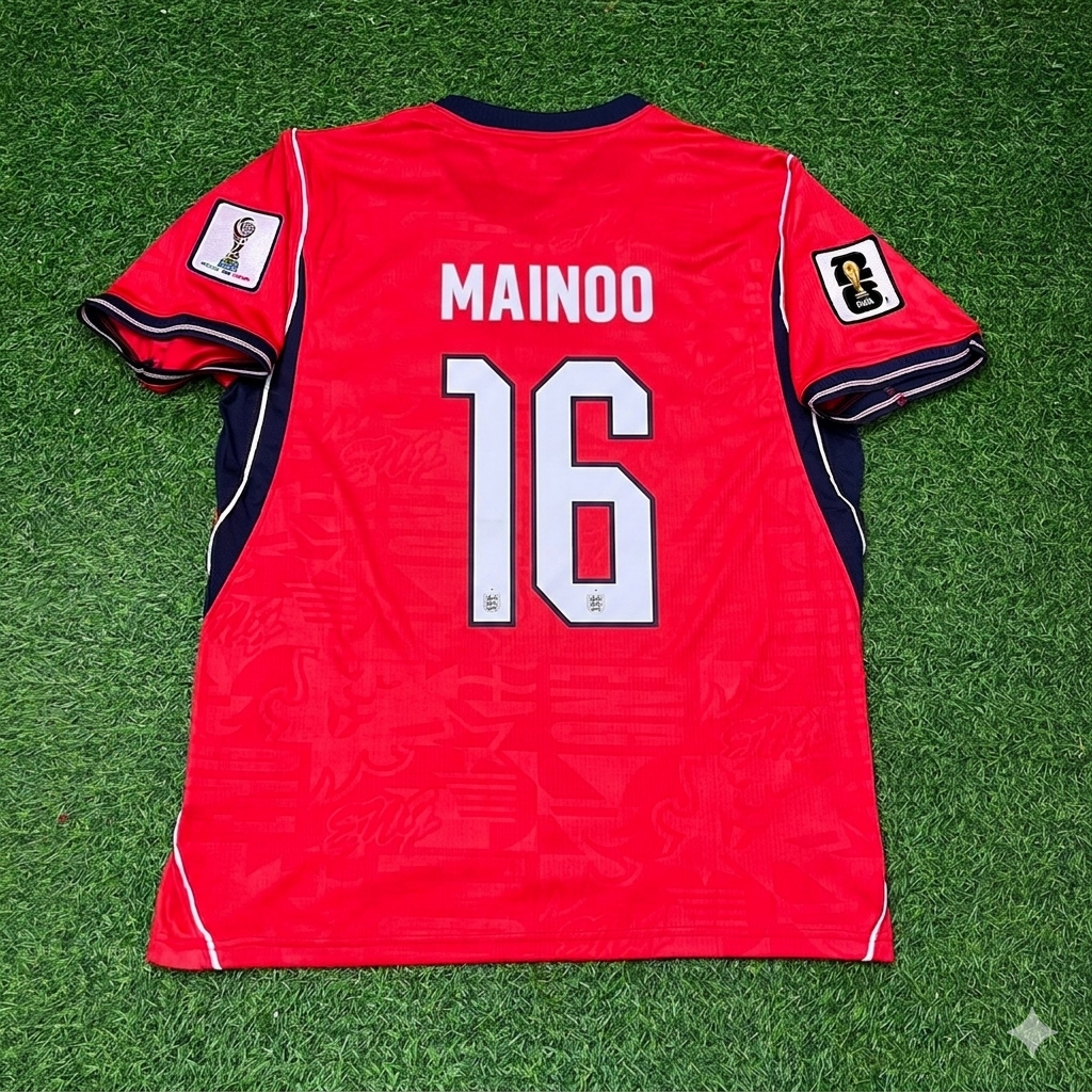 Kobbie Mainoo #16  England 2026 World Cup Away Red Football Jersey
