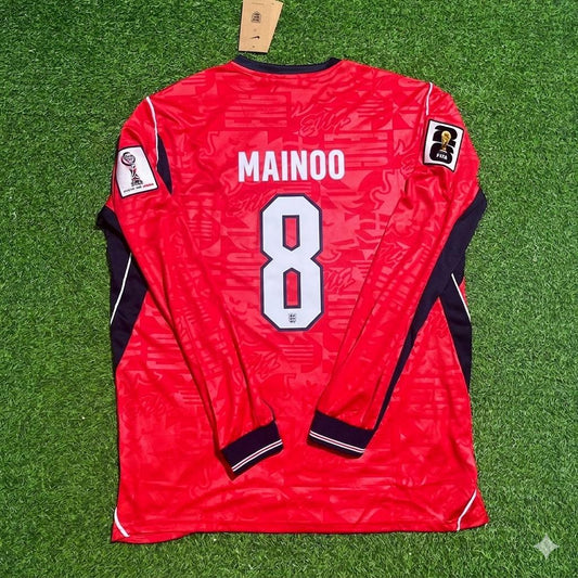 Kobbie Mainoo England 2026 World Cup Away Red Long Sleeve Football Jersey
