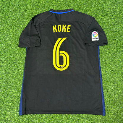 Koke 6 – Atletico Madrid 2016-17 Black Away Retro Kit Jersey Trikot Maillot