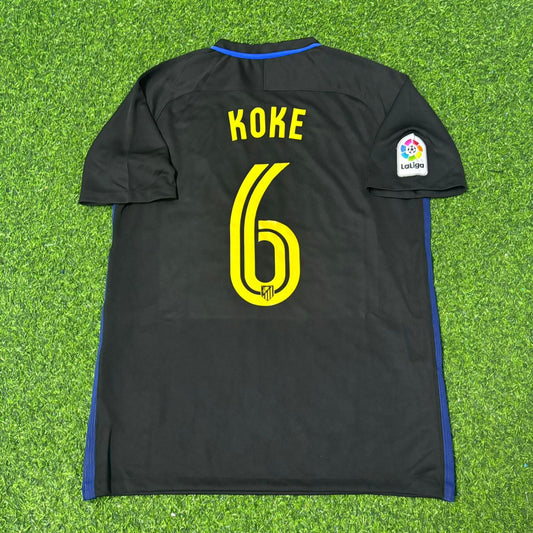 Koke 6 – Atletico Madrid 2016-17 Black Away Retro Kit Jersey Trikot Maillot