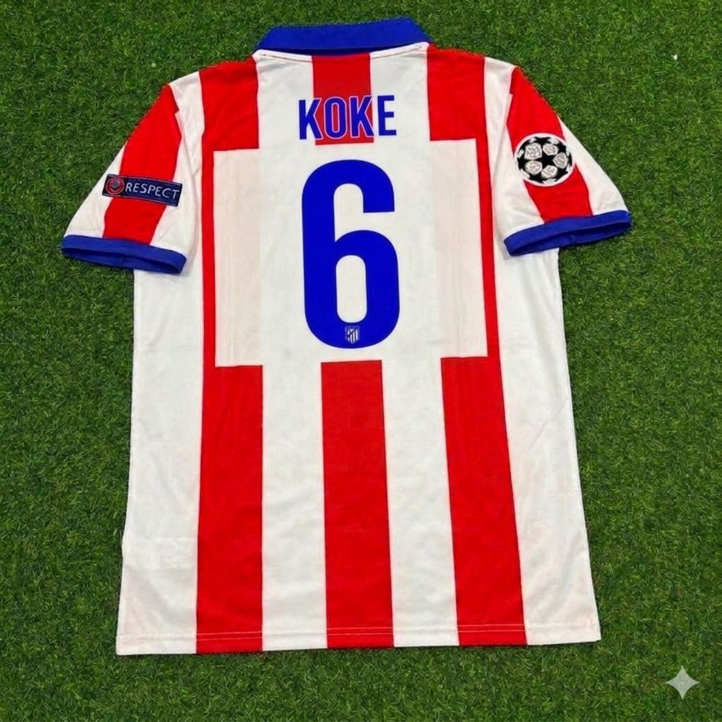 Koke 6- Atlético Madrid 2014 Champions League Final Retro Football Jersey