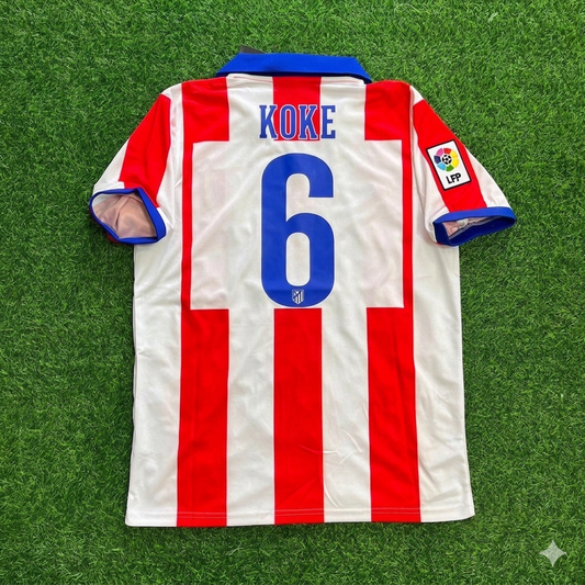 Koke 6 Atlético Madrid Home 2014/15 Retro Kit Trikot Jersey Maillot Soccer Shirt