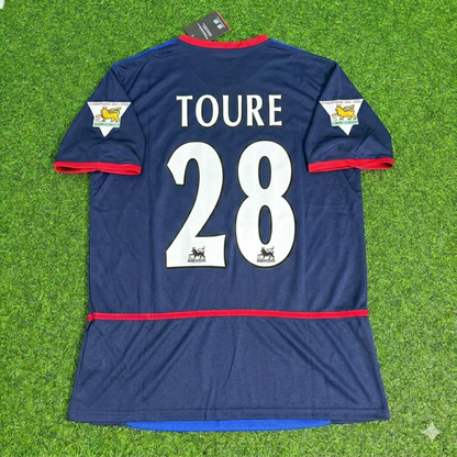 Kolo Touré 28- Arsenal 2002-2004 Black Blue o2 Retro Kit Jersey Trikot Maglia Camiseta Soccer Shirt