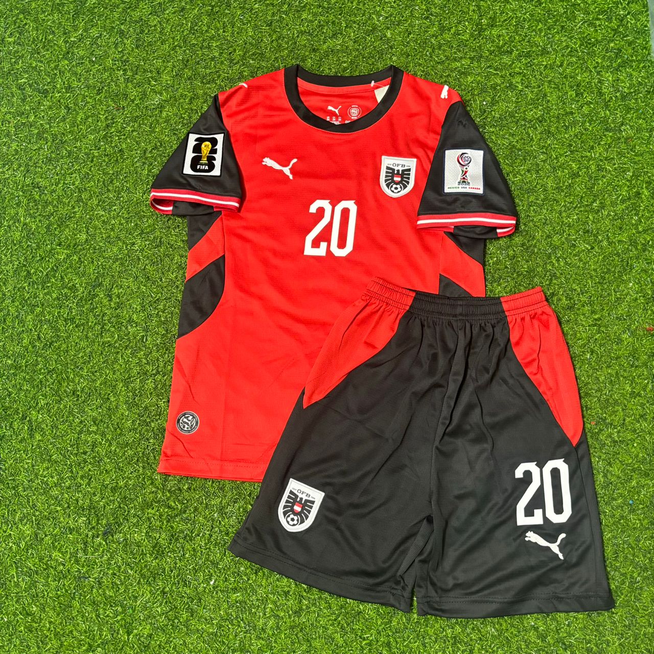 Konrad Laimer #20 Austria 2026 World Cup Kids Football Jersey