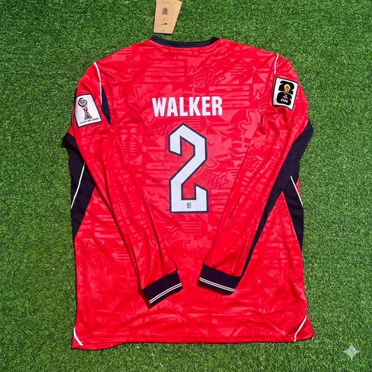 Kyle Walker England 2026 World Cup Away Red Long Sleeve Football Jersey