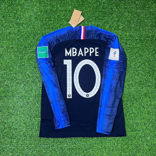 Kylian Mbappé France 2018 World Cup Final Long Sleeve Retro Football Jersey Kit