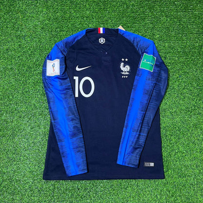 Kylian Mbappé France 2018 World Cup Final Long Sleeve Retro Football Jersey Kit