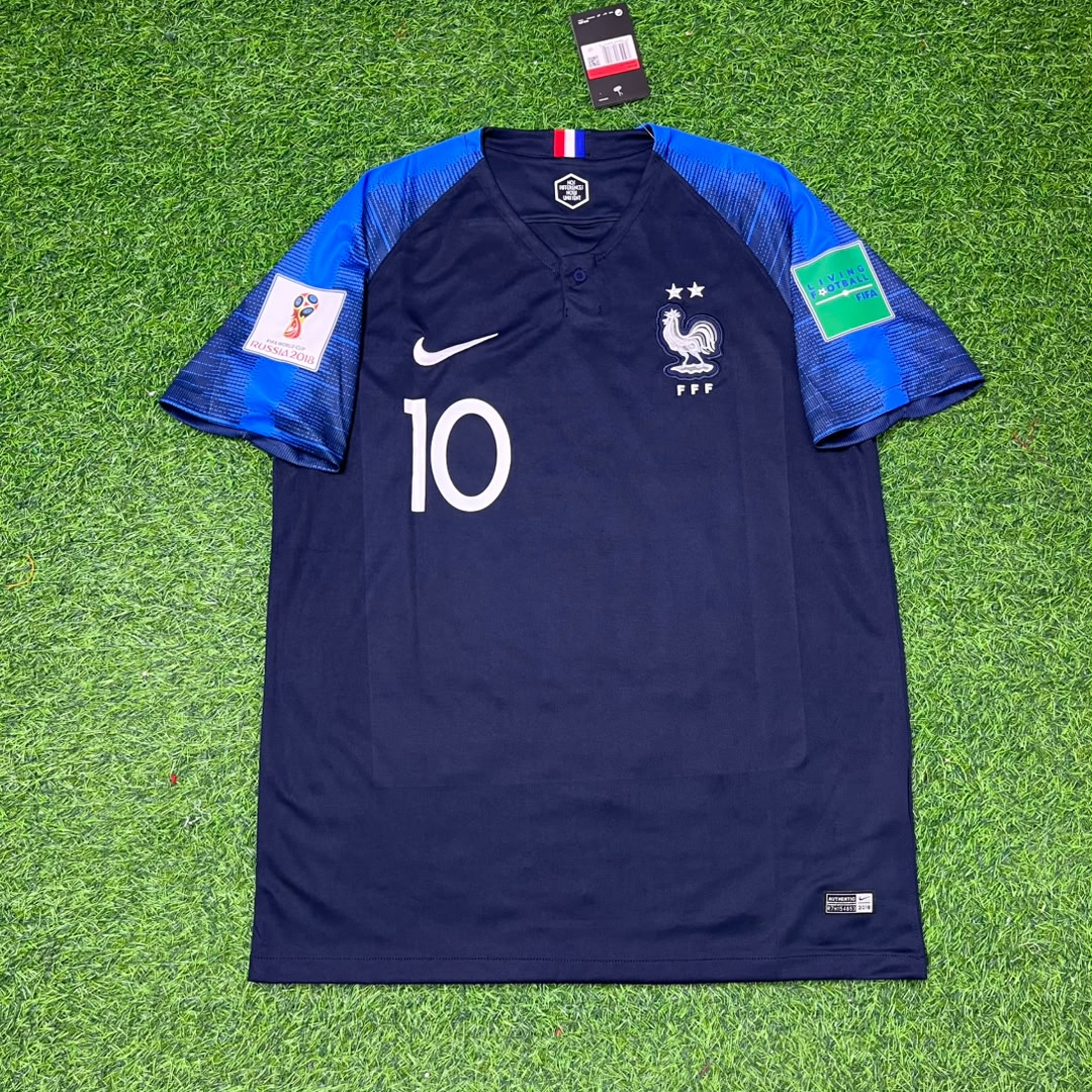 Kylian Mbappe France 2018 World Cup Final Retro Jersey Maillot Trikot Soccer Shirt
