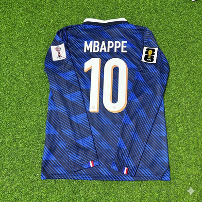 Kylian Mbappé #10 France 2026 World Cup Home Long Sleeve Football Jersey