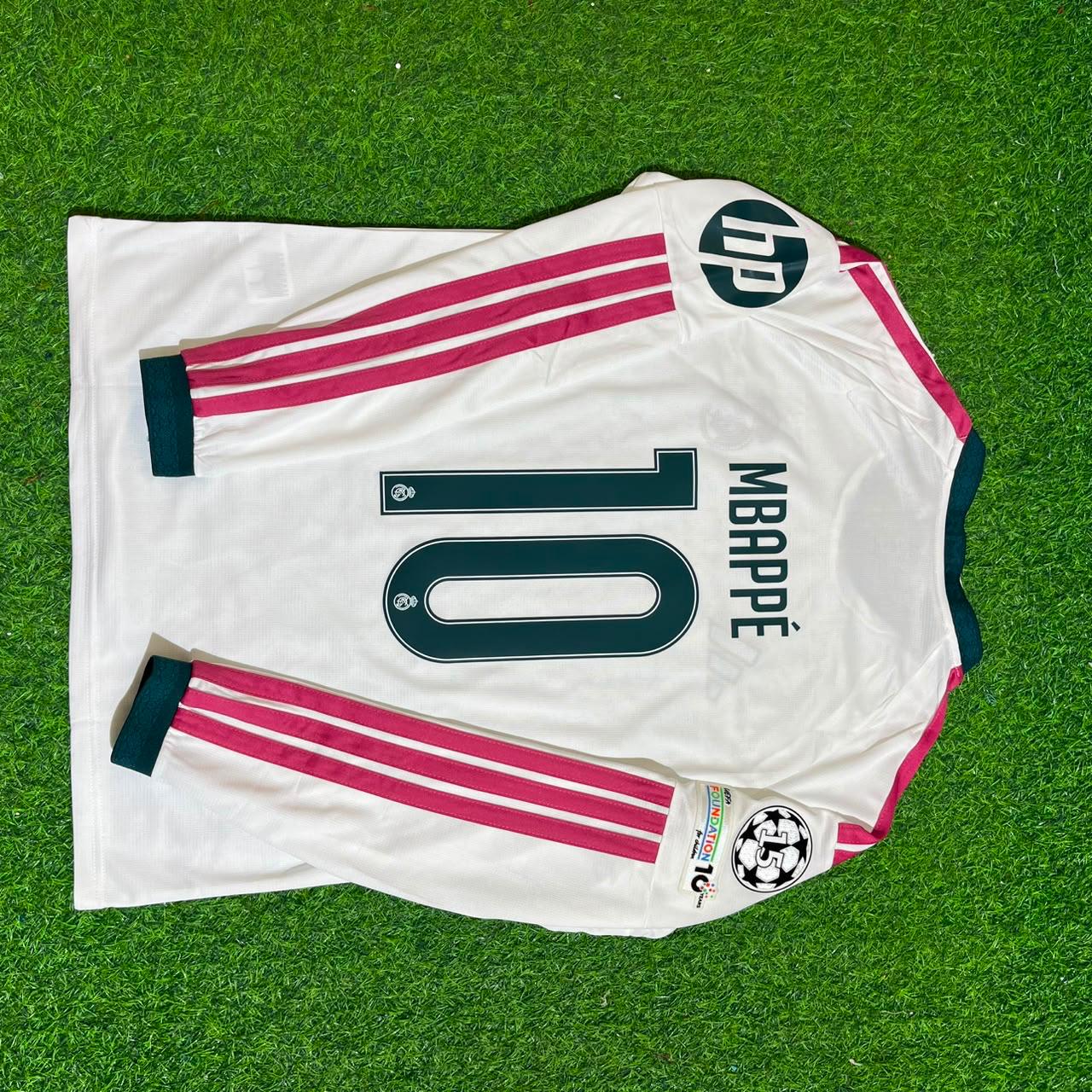 Kylian Mbappe White Long Sleeve Jersey Maillot Trikot Soccer Shirt