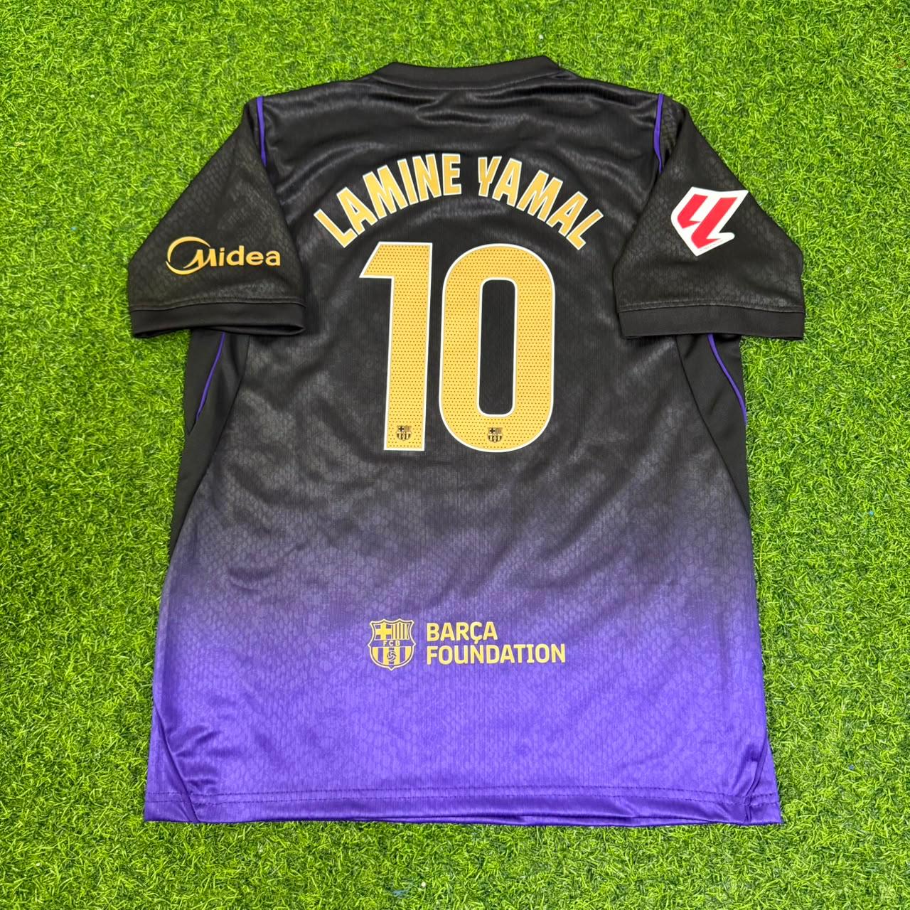 Lamine Yamal #10 Barcelone Nouvelle Saison Maillot Extérieur Enfant Trikot Maillot Football