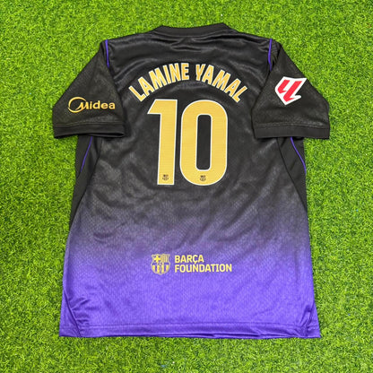 Lamine Yamal #10 Barcelone Nouvelle Saison Maillot Extérieur Enfant Trikot Maillot Football