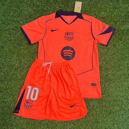 Lamine Yamal Barcelona 2026 New Season Orange Kids Football Jersey Kit