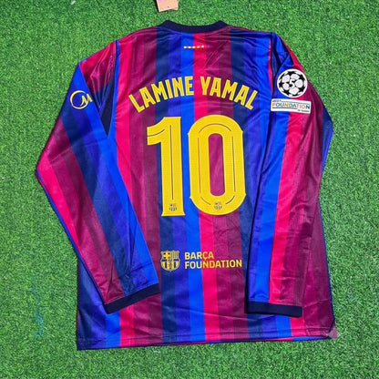 Lamine Yamal #10 Barcelona 2027 New Season Champions League Patch Home Long Sleeve Jersey Trikot Maillot Soccer Shirt
