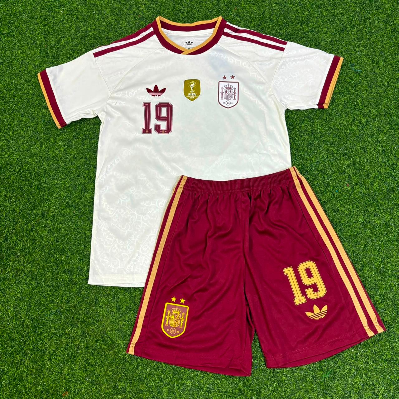 Lamine Yamal #19 Spain Two Star 2026 World Cup Champions Kids Away Jersey Trikot Maillot