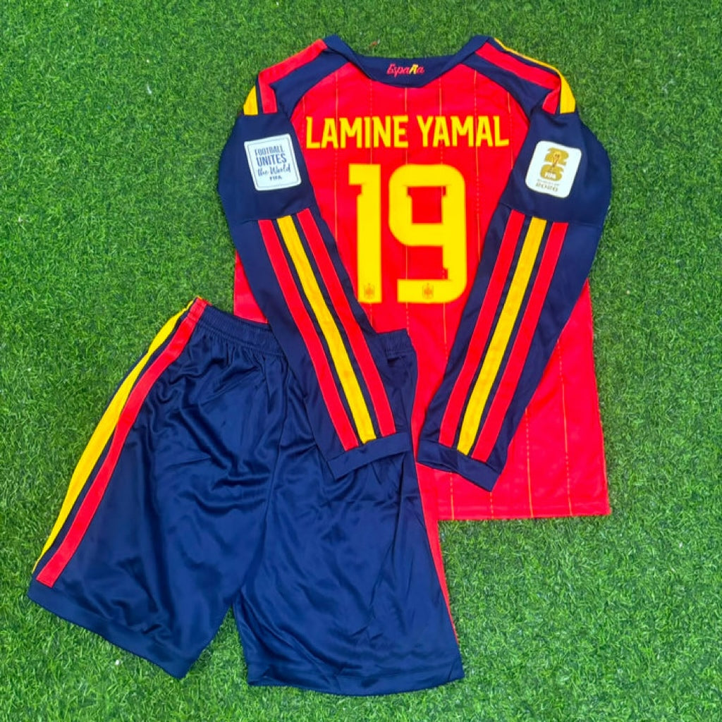 Lamine Yamal Spain 2026 World Cup Kids Home Long Sleeve Football Jersey