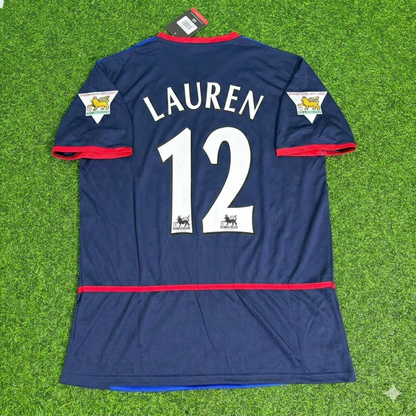 Lauren Etame Mayer 12- Arsenal 2002-2004 Black Blue o2 Retro Kit Jersey Trikot Maglia Camiseta Soccer Shirt