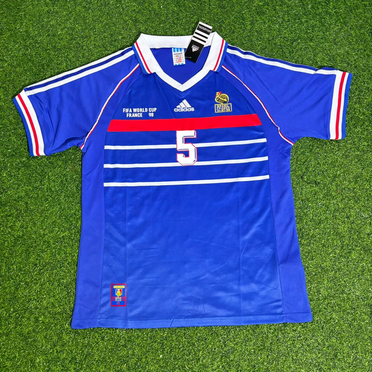 Laurent Blanc France 1998 World Cup Retro Football Jersey Maillot Trikot Soccer Shirt