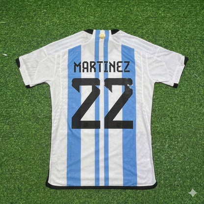 Lautaro Martínez 22- Argentina 2022 Qatar World Cup Champion Home Jersey Maillot Trikot Maglia Soccer Shirt