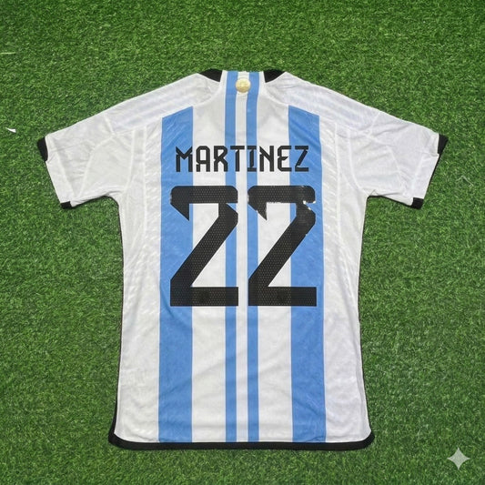 Lautaro Martínez 22- Argentina 2022 Qatar World Cup Champion Home Jersey Maillot Trikot Maglia Soccer Shirt