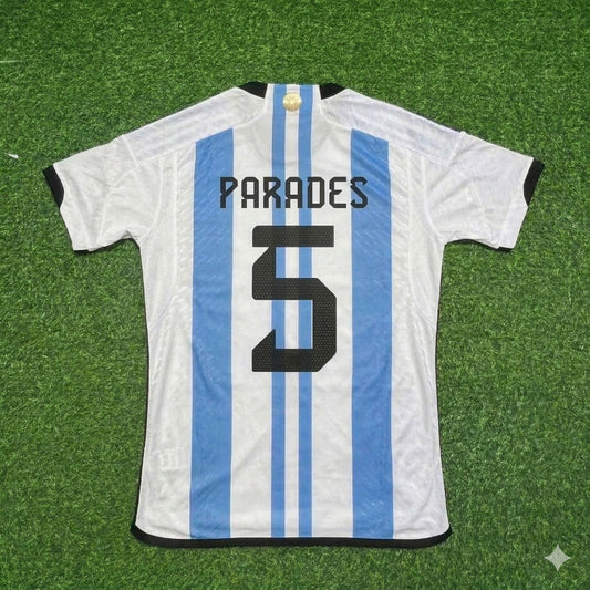 Leandro Paredes 5- Argentina 2022 Qatar World Cup Champion Home Jersey Maillot Trikot Maglia Soccer Shirt