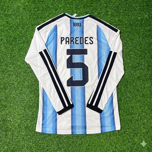 Leandro Paredes #5 Argentina 2026 World Cup Long Sleeve Football Jersey Kit