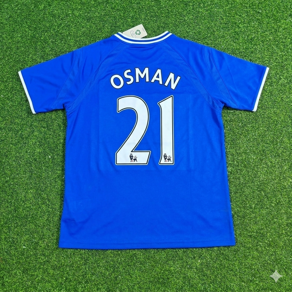 Leon Osman #21 Everton Fc Blue Retro Football Jersey