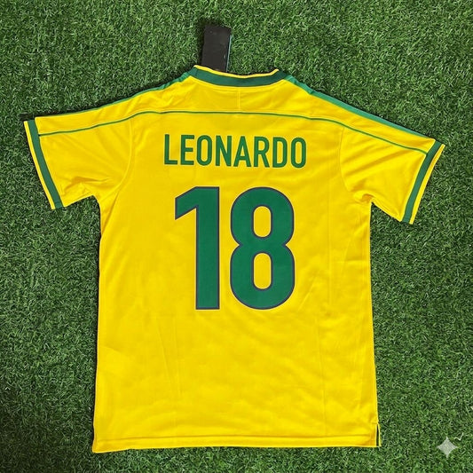 Leonardo Araújo #18 Brazil 1998 World Cup Retro Jersey Soccer Shirt