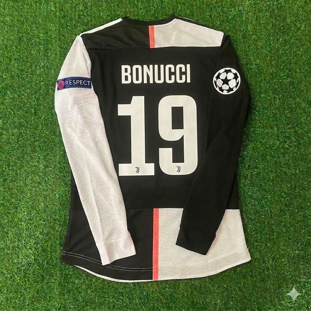 Leonardo Bonucci 19- Juventus Long Sleeve 2019 2020 Retro White Black Jersey Trikot Maglia