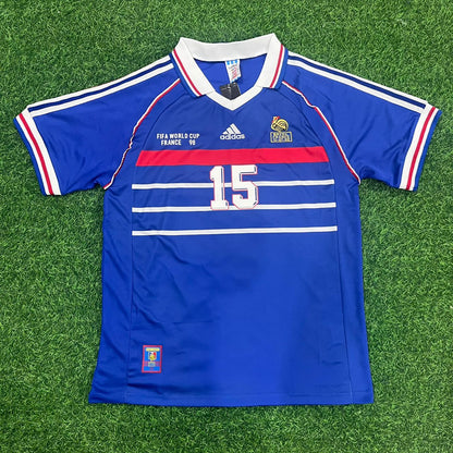 Lilian Thuram France 1998 World Cup Retro Football Jersey Maillot Trikot