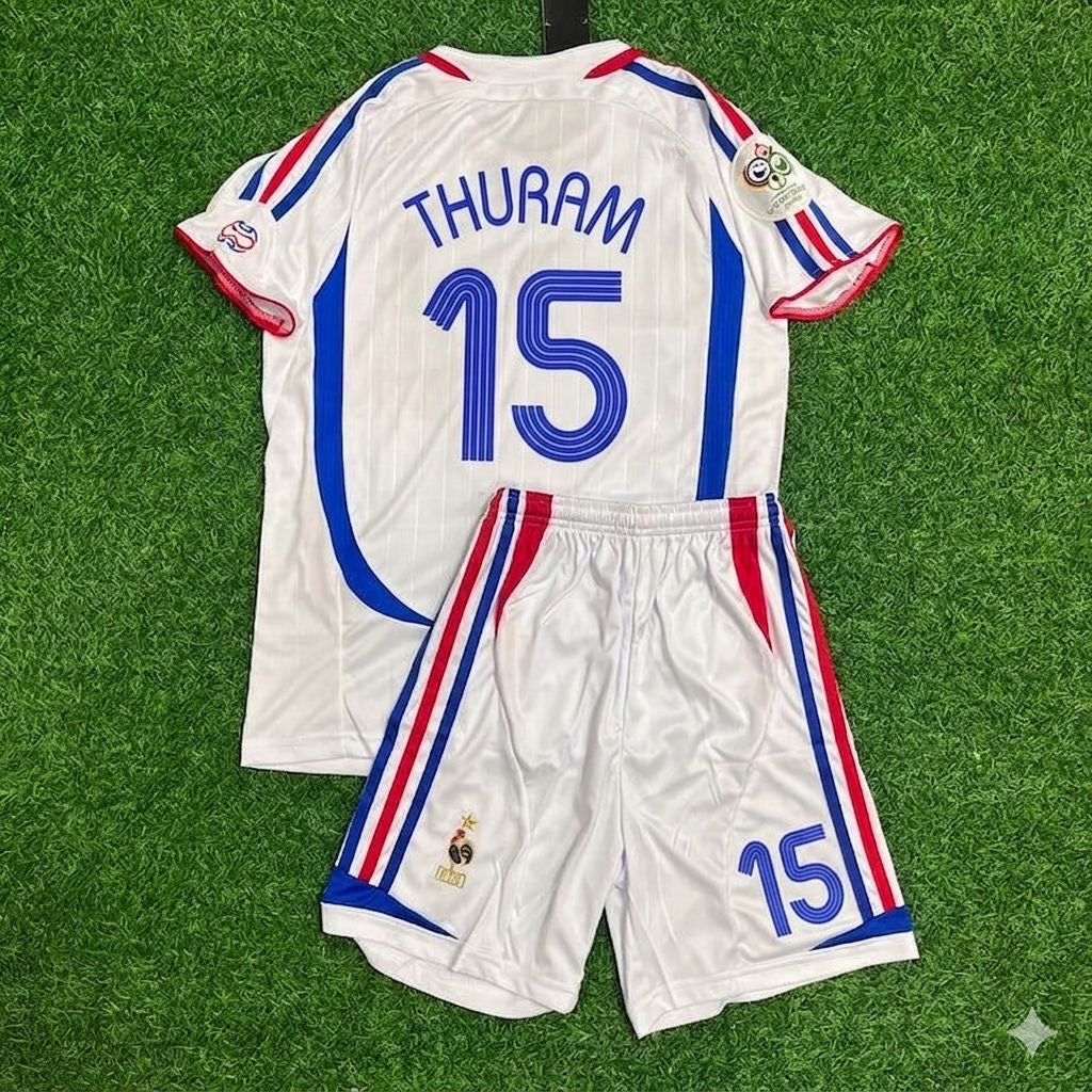 Lilian Thuram #15 France 2006 World Cup Retro Kids Kit – | KinderTrikot Maillot Enfant Soccer Shirt