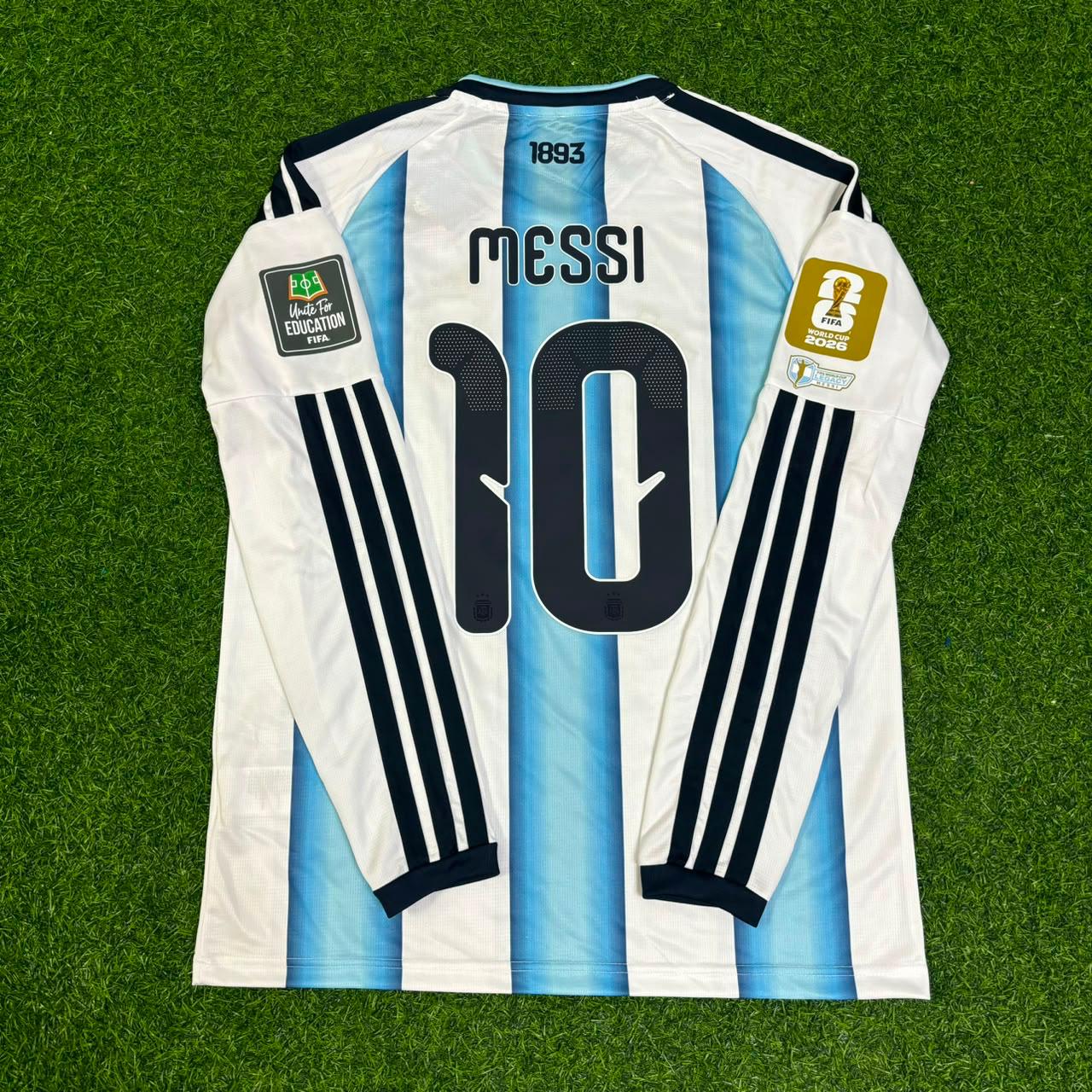 Lionel Messi #10 Argentina 2026 World Cup Home Legacy Patch Long Sleeve Football Jersey