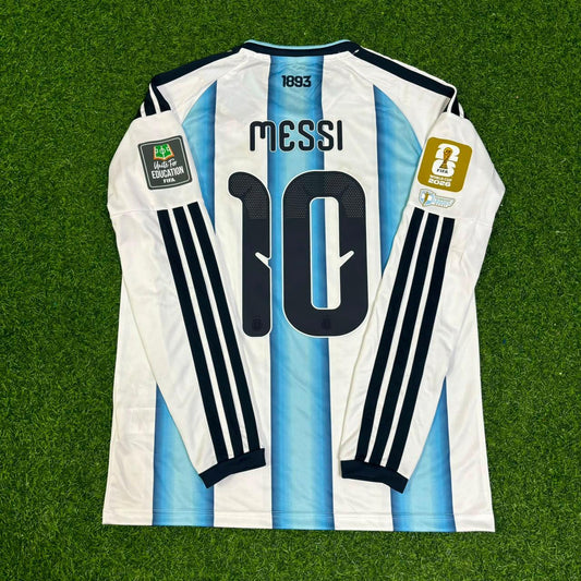 Lionel Messi #10 Argentina 2026 World Cup Home Legacy Patch Long Sleeve Football Jersey